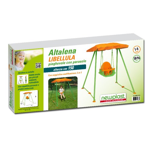 New Plast AMB1319   Altalena Pieghevole Libellula con Parasole e Seggiolino di Sicurezza 3 in 1 : Giochi e giocattoli