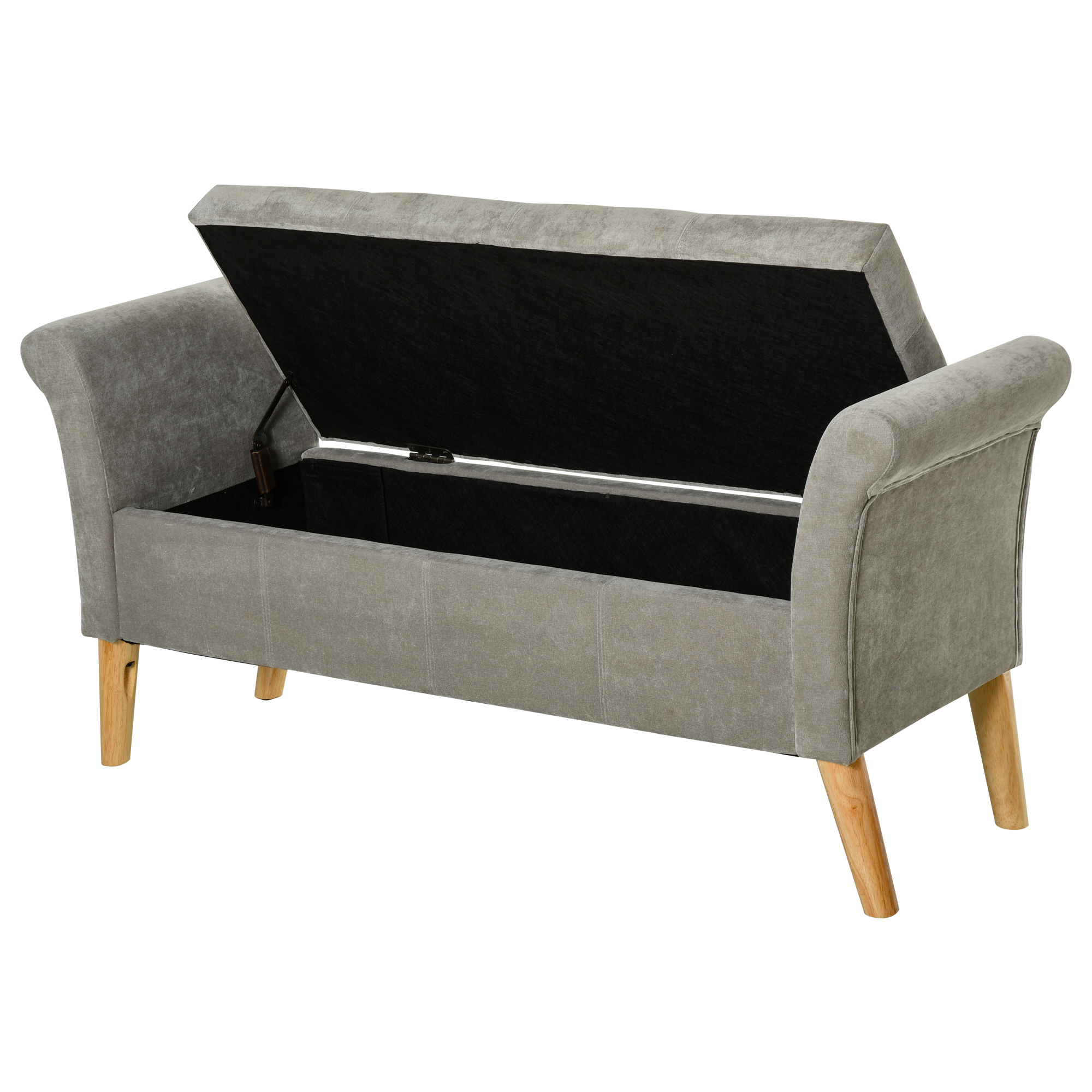 HOMCOM Moderne Design-Bank mit geschwungenen Armlehnen und Stauraumfunktion 2-in-1 136,5 x 45 x 62 cm Grau