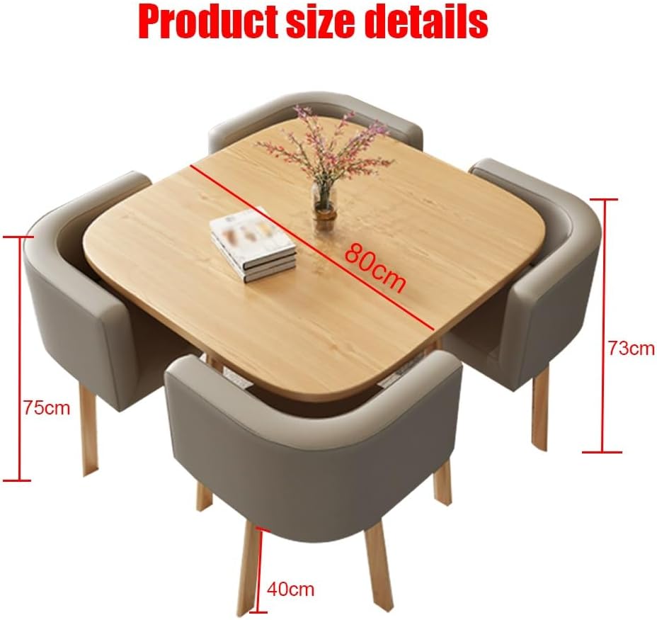 Set di tavolo da pranzo salvaspazio con 4 sedie, moderno, per cucina, colazione, bar e conferenze, facile da montare, per piccoli spazi, ideale per casa, caffetteria, ufficio (grigio)