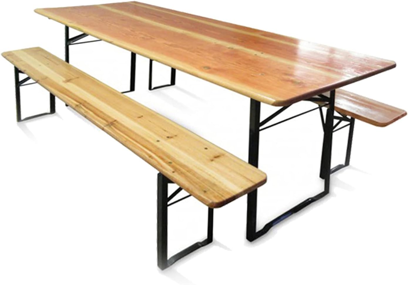 Dmora Folding Beer Table and Benches Set, Brown, Table Dimensions 220 x 76 x 80 cm, Bench Dimensions 220 x 46 x 24 cm