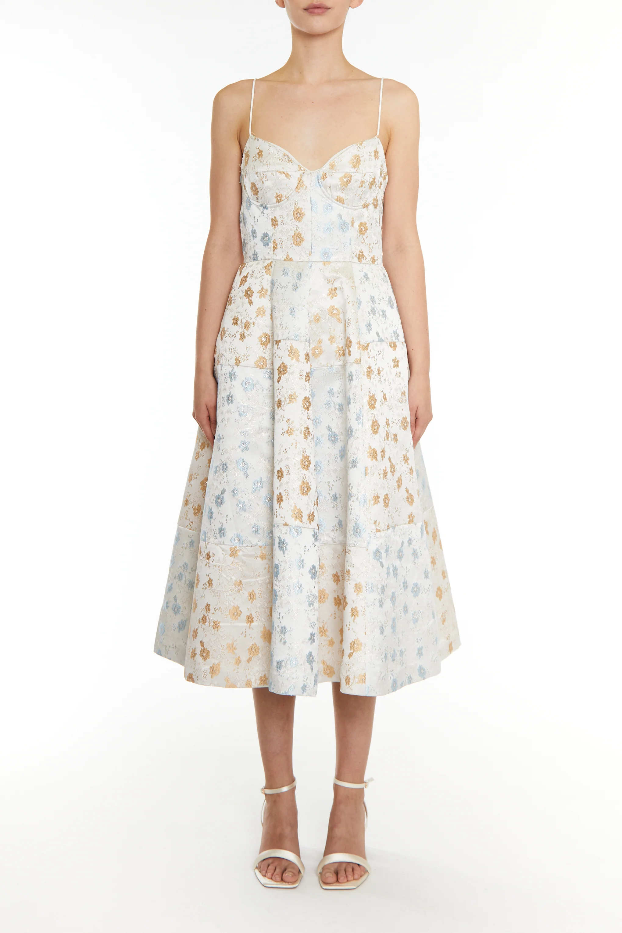 Leyla Jacquard Patchwork Skater Midi Dress