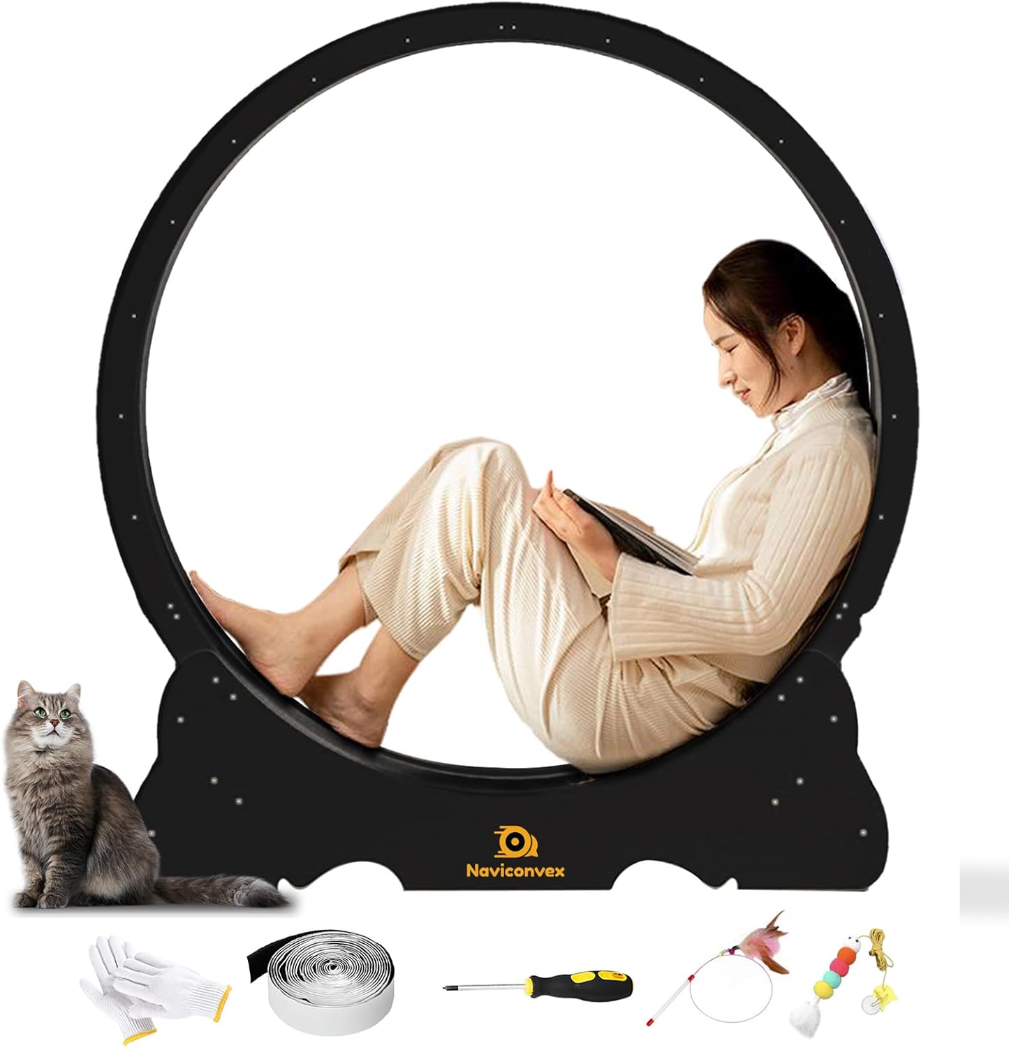 Naviconvex Katzenlaufrad laufrad Katze Laufen Laufrad Katze Laufen Super Leise Katzen Laufrad Laufrad für Katzen Laufrad Katze Katzenrad Katzenlaufrad XL Holzfarbe