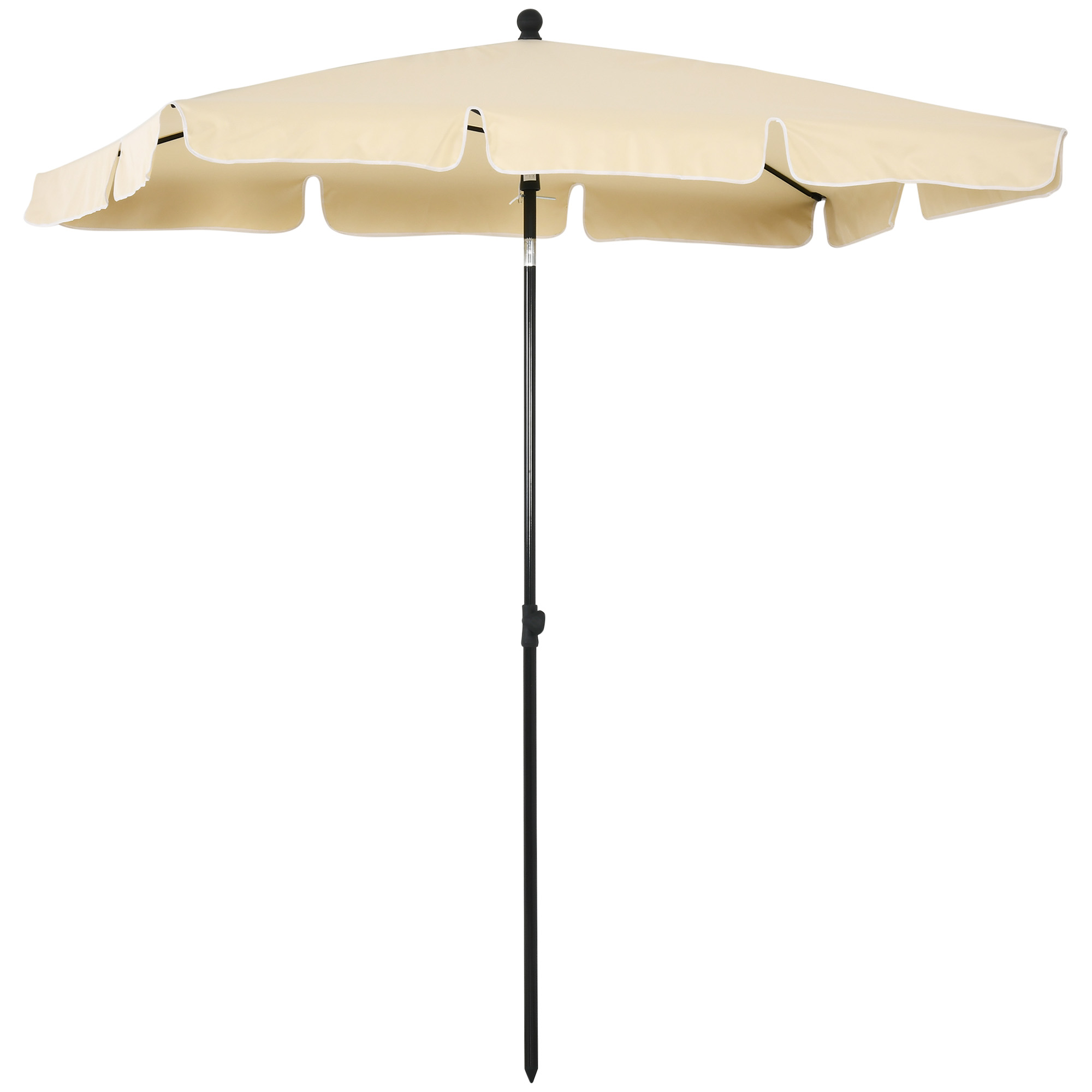 Outsunny Rettangolare und Regolabile Gartenschirm mit Aluminiummast, 2x1.3x2.5m, Beige