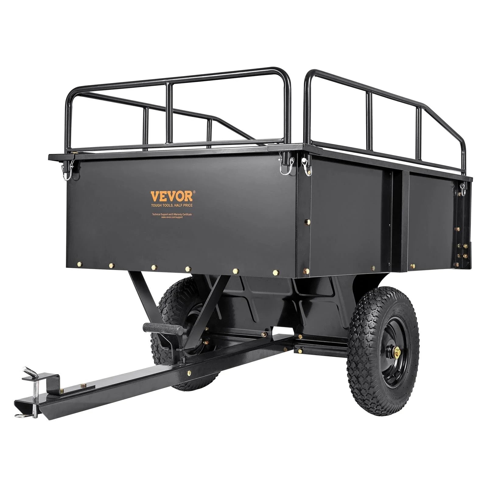 VEVOR Hoogwaardige ATV-aanhanger, Stalen kiepwagen, 750 pond, 15 kubieke voet, tuinwagen met afneembare zijwanden, L