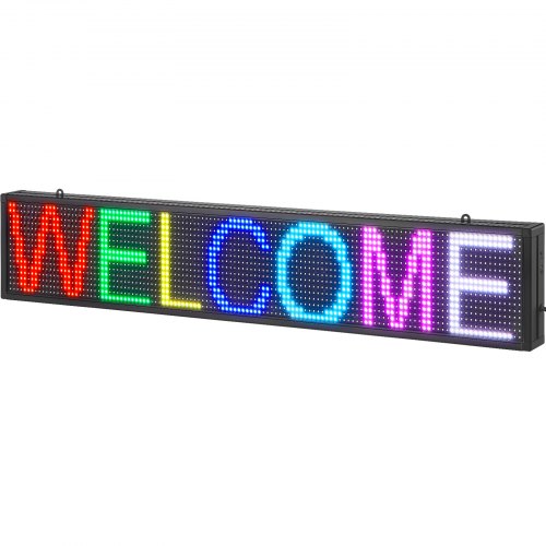 VEVOR Programmierbares LED-Schild, P10 Vollfarb-LED-Scrolling-Panel, DIY-Anzeigetafel mit Benutzerdefiniertem Textanimationsmuster, WIFI-USB-Steuerung, Nachrichten-Ladenschild Werbung 99 x 19 cm