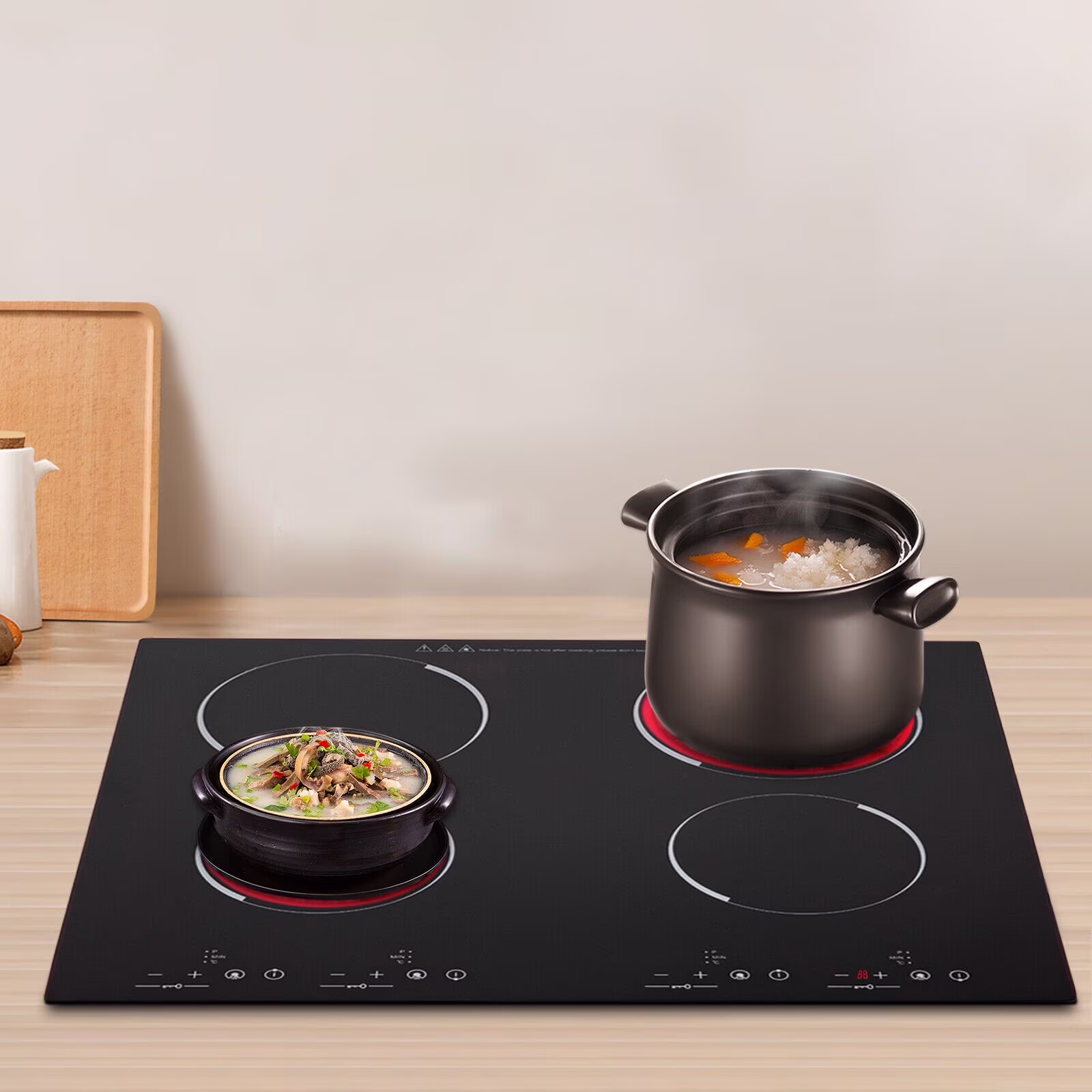 Built-in Cooktop 3000W, Electric Stove Top with 4 Electric Burners, 9 Heating Level, Kid Safety Lock, Sensor Touch Control, 110V Electric Cooktop