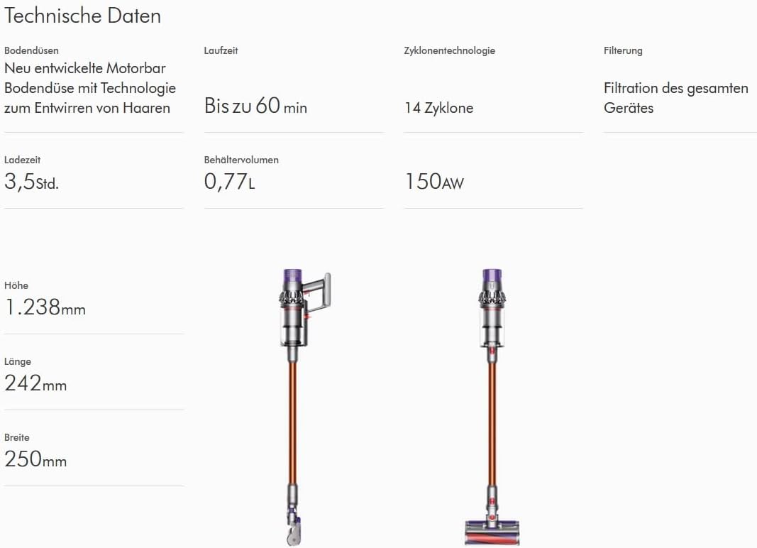 Dyson V10 Cyclone Absolute Aspirapolvere Grigio, 13200 W