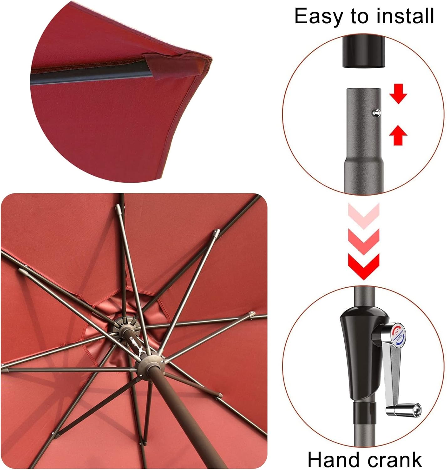 Garten Parasols Garten Parasol, Regenschirm 10 Fuß/9 Fuß Außentischmarkt mit Kurbel Sonnenschutz, Parasol Balcon, Regenschirm tragbar für Terrasse, Balkon, Garten, Kaffeebar Outdoor Parasole