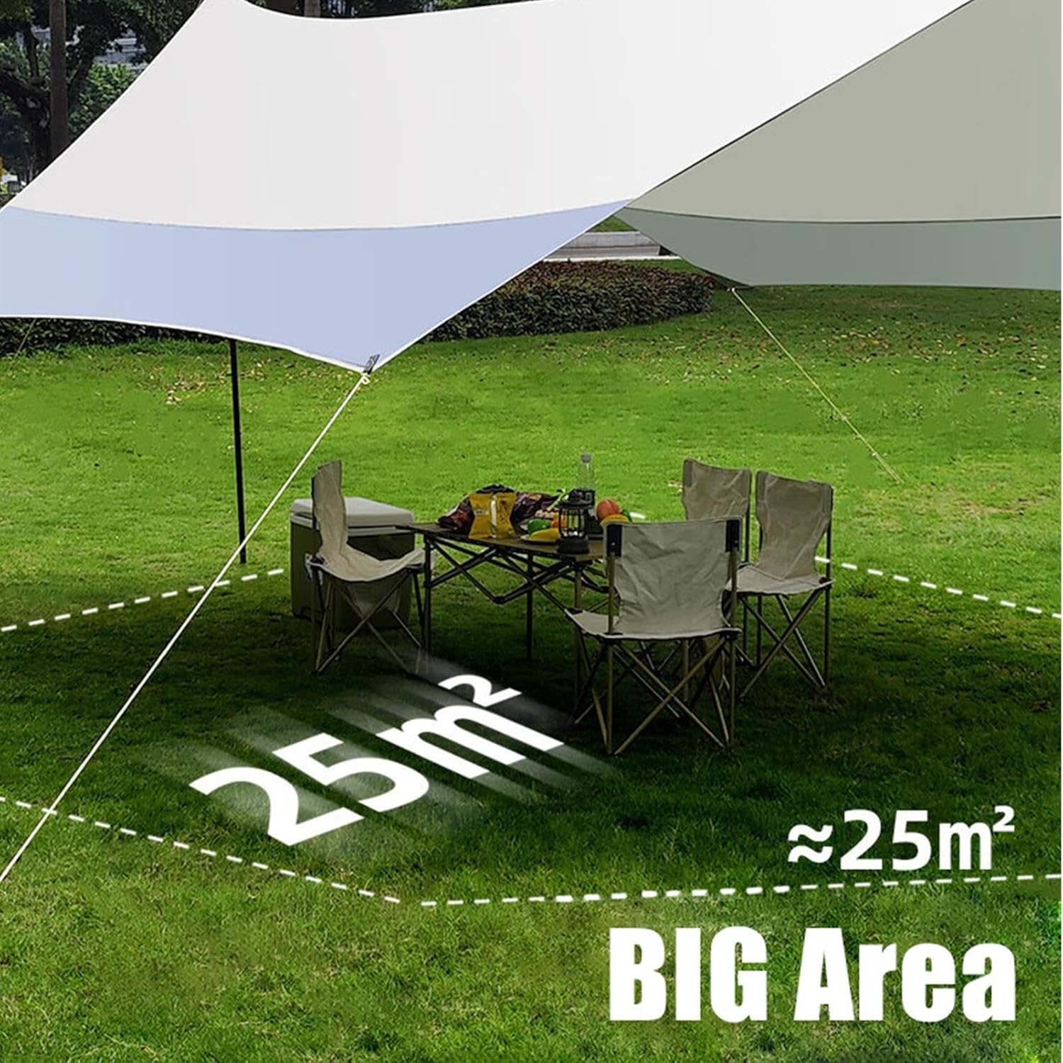 Sonnenschutz für den, 5,2 x 4,5 m, regenfest, große Fläche, Schutzabdeckung, UV-beständiger, wasserdichter Stoff, Picknick, Angeln, Garten, Schattenzubehör, Hinterhof, Terrasse, Rasen