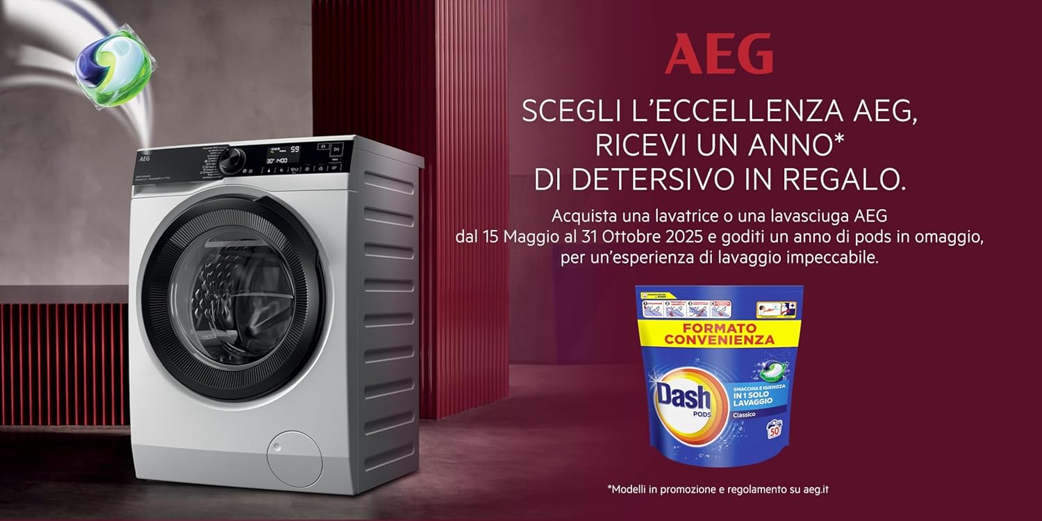 AEG Serie 8000 Lavatrice a carica frontale LR8H84BBY con tecnologia PowerCare, cassetto UniversalDose, capacità 8kg, bianco [Classe di efficienza energetica A]