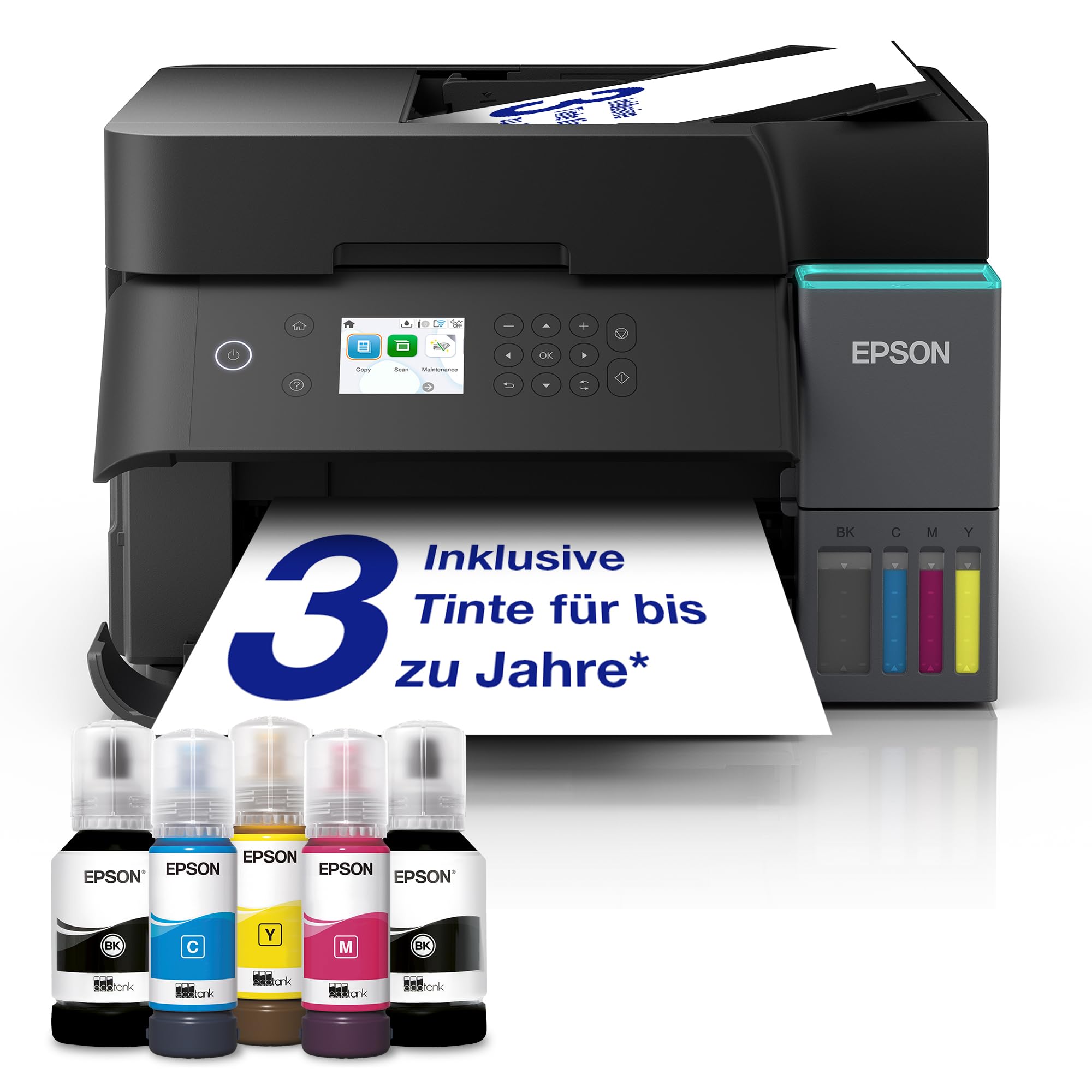 Epson EcoTank ET 3950 Tintentankdrucker Home Office WLAN A4 Duplex Druck Kopieren Scannen ADF Tinte 3 Jahre