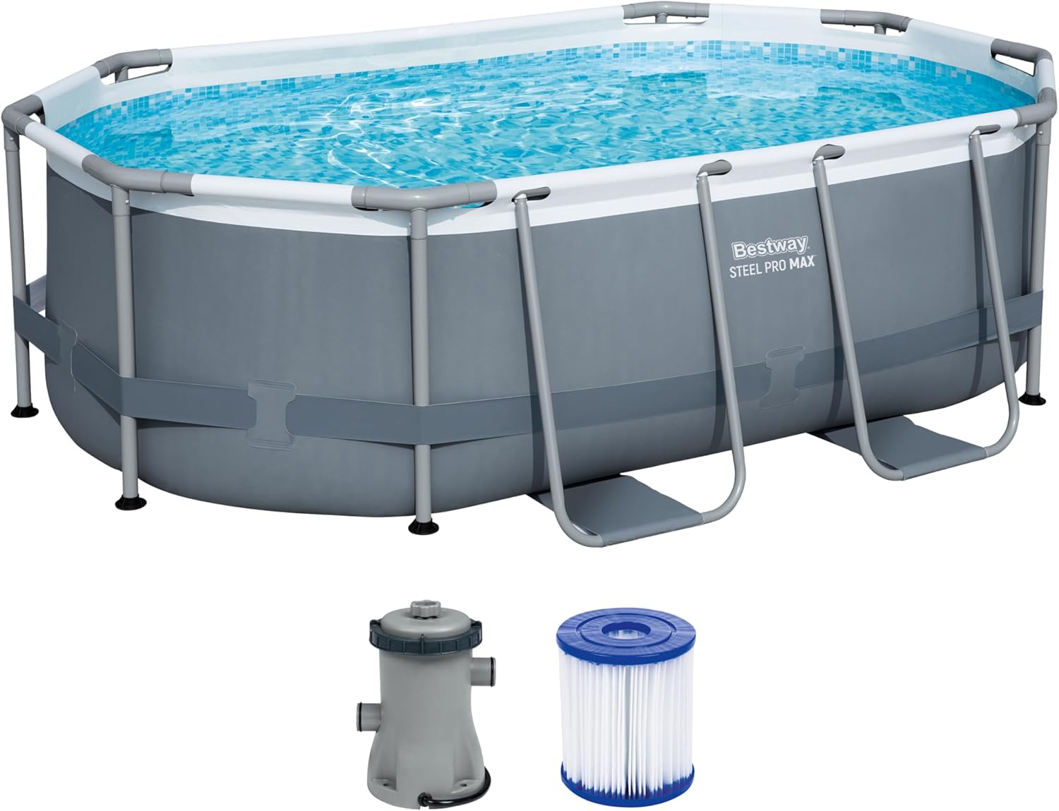 Bestway Oval Pool Set 10 ft x 6 ft 7 Zoll x 33 Zoll oder 3,05 m x 2,00 m x 84 cm