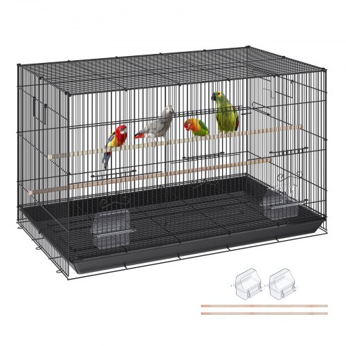 VEVOR Vogelvoliere 76x46x45cm Vogelkäfig aus Q195-Kohlenstoffstahl Vogelhaus für 2-3 mittelgroße bis große Vögel Voliere mit Sicherheitstür Vogelheim Vogelbauer
