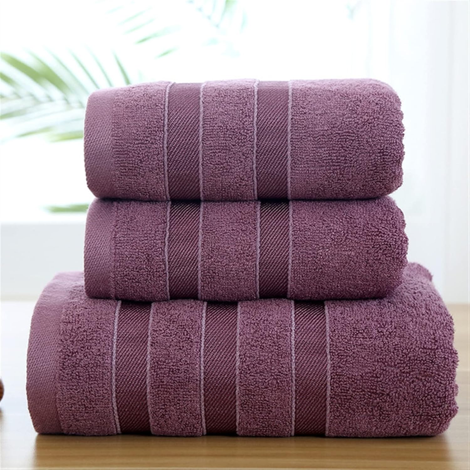 Weiches Faserblatthandtuch Und Baduschhandtuch Set Für Erwachsene Große Strandtücher Badezimmerstreifen Glatte Feste Farbe, Weich Bequem/a/35,75 Cm+70,140 cm