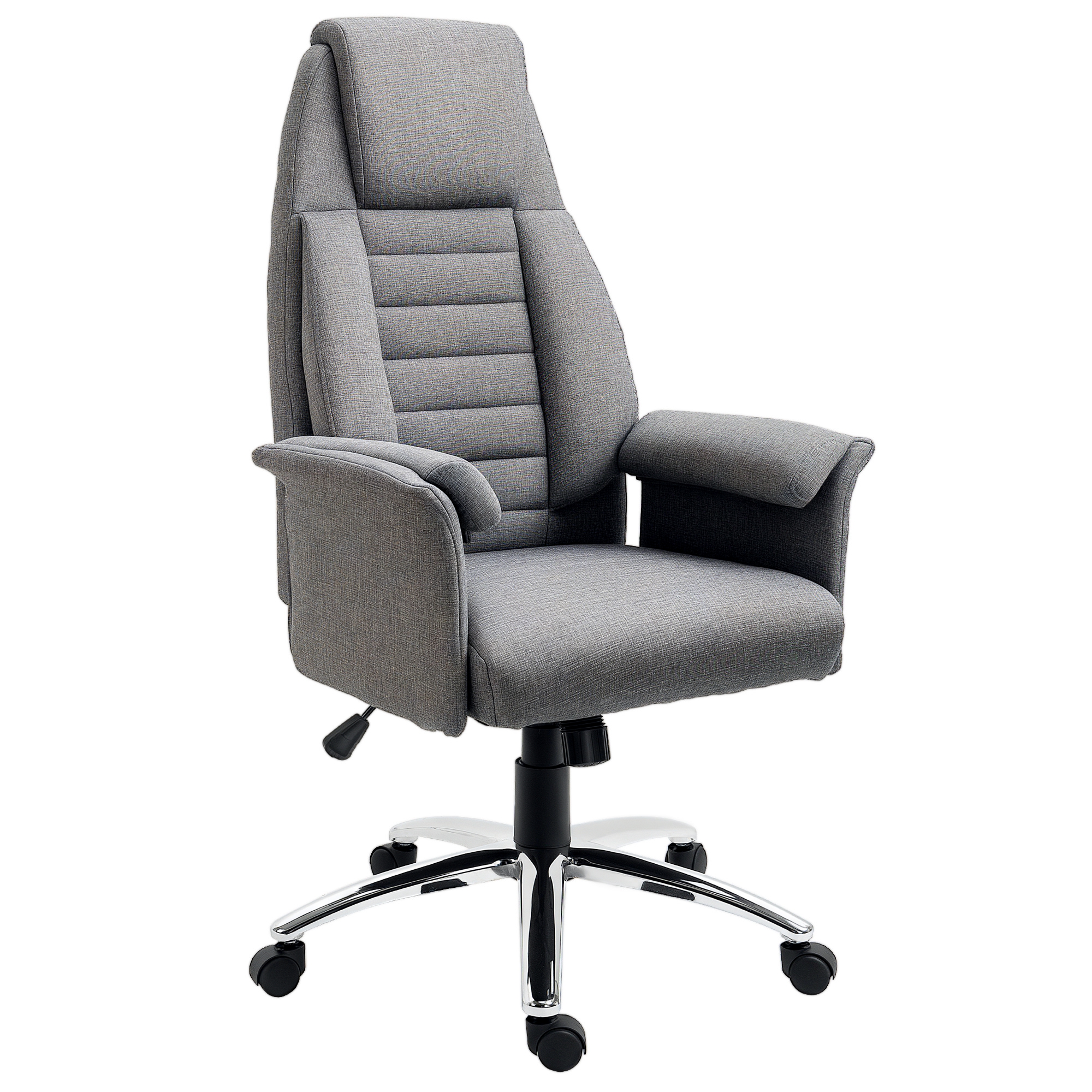 HOMCOM Chefsessel, höhenverstellbar, 5 Rollen, ergonomische Form, 68 cm x 69 cm x 126 cm, Grau