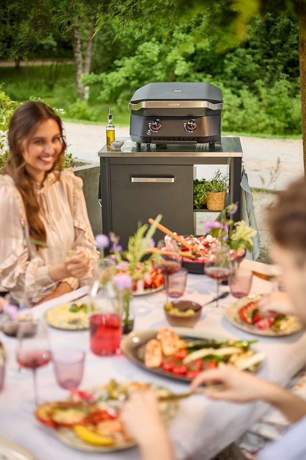 Elektrogrill COZZE Outdoor Tisch für Außenküchen 90 mit 4 robusten Rädern
