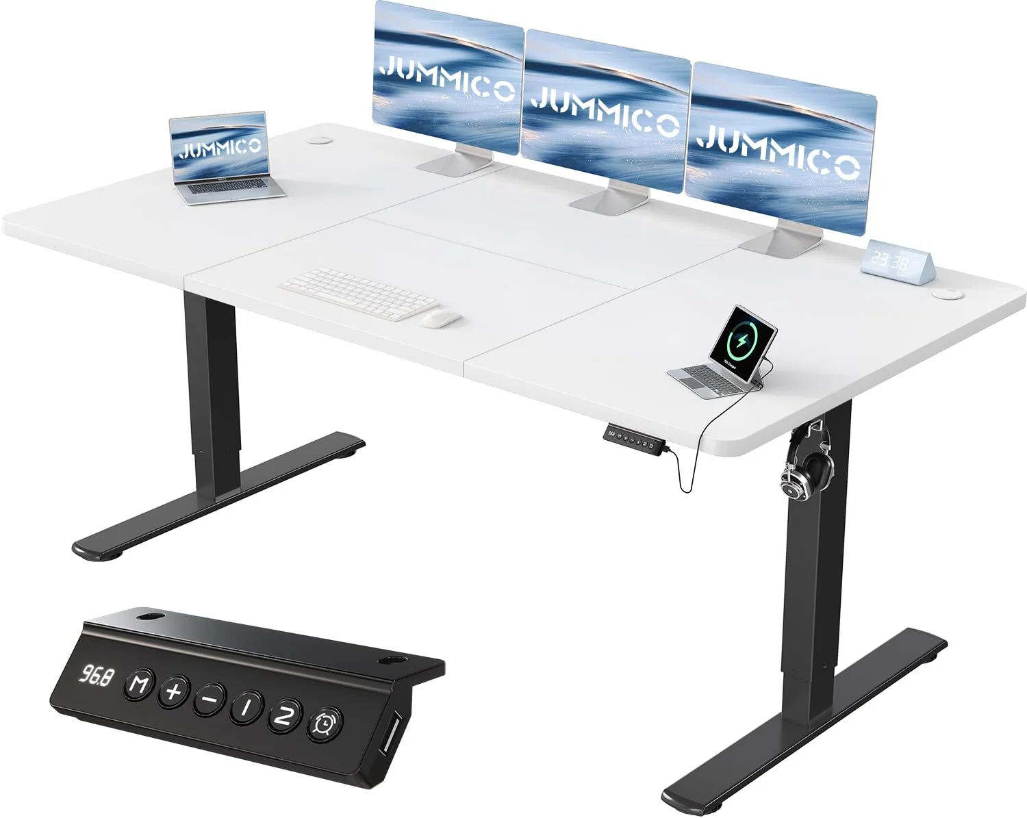 JUMMICO Elektrisch höhenverstellbarer Schreibtisch mit USB-Anschluss