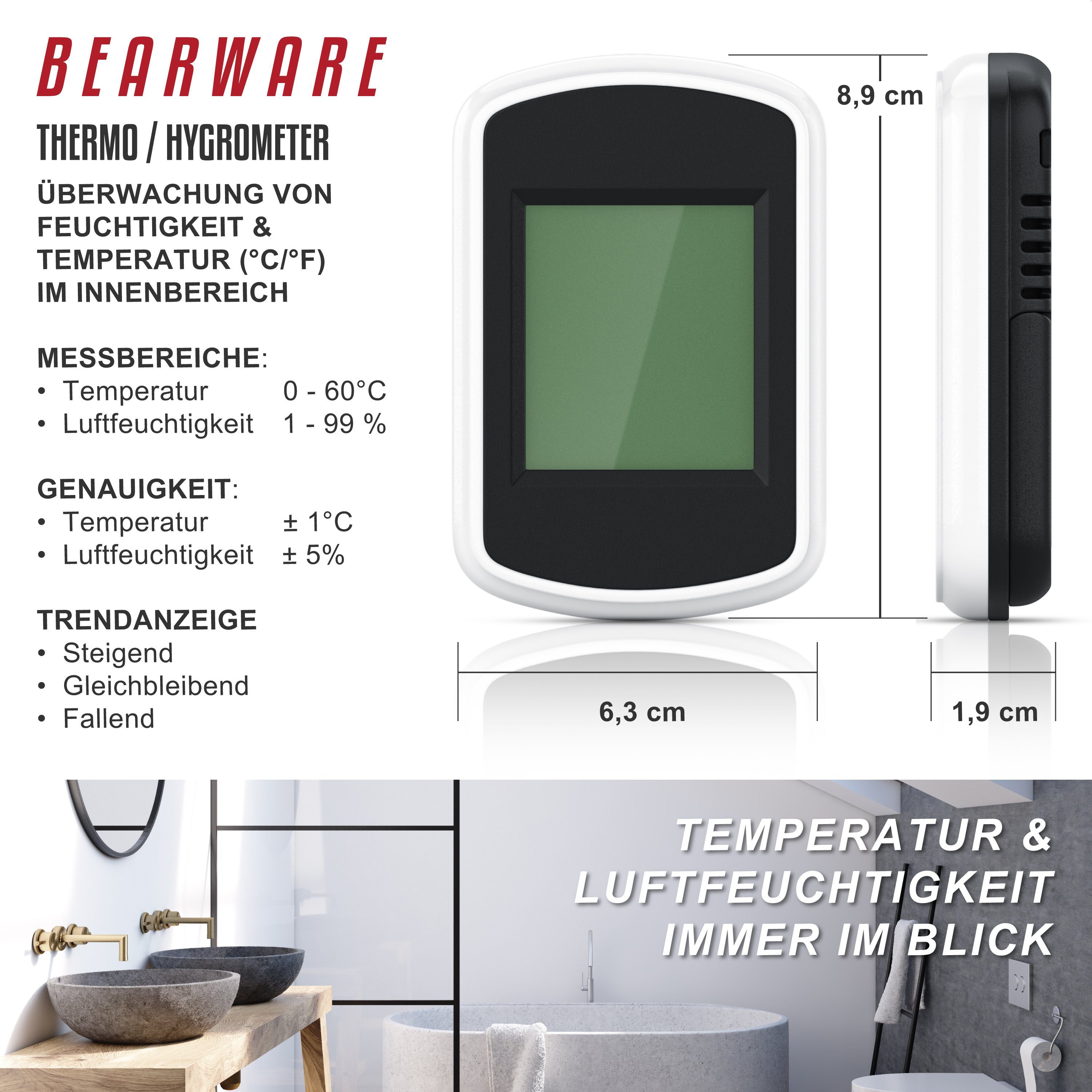 Innenwetterstation Digitales Thermo-Hygrometer, Indikator für Gewächshaus, Wohnzimmer
