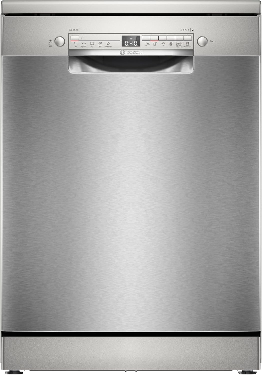 Bosch SMS2HTI06E Serie 2, Lavastoviglie Smart da libera installazione, 13 coperti, Cestelli personalizzabili, Motore Eco EcoSilence Drive, Acciaio spazzolato anti-impronta, 60 cm.