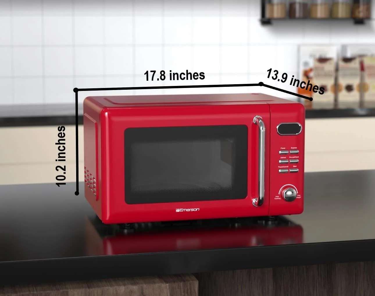 Emerson 0.7 Cu Ft, 700W Red Retro Countertop Microwave Oven, MWR7020RD