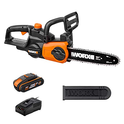 WORX Motosega a batteria WG322E.1, 18 V (20 V max), 2,0 Ah, PowerShare, lunghezza di taglio 25 cm e tensione automatica della catena, copertura per il trasporto, caricatore rapido 1 ora : Amazon.it: Giardino e giardinaggio