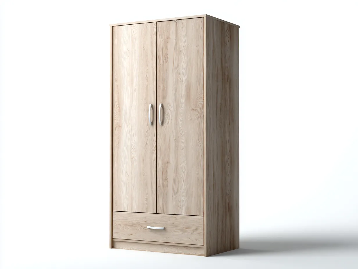 Kleiderschrank-Holz-Metall-102 x 59 x 200 cm-Natur-Moderner Stil