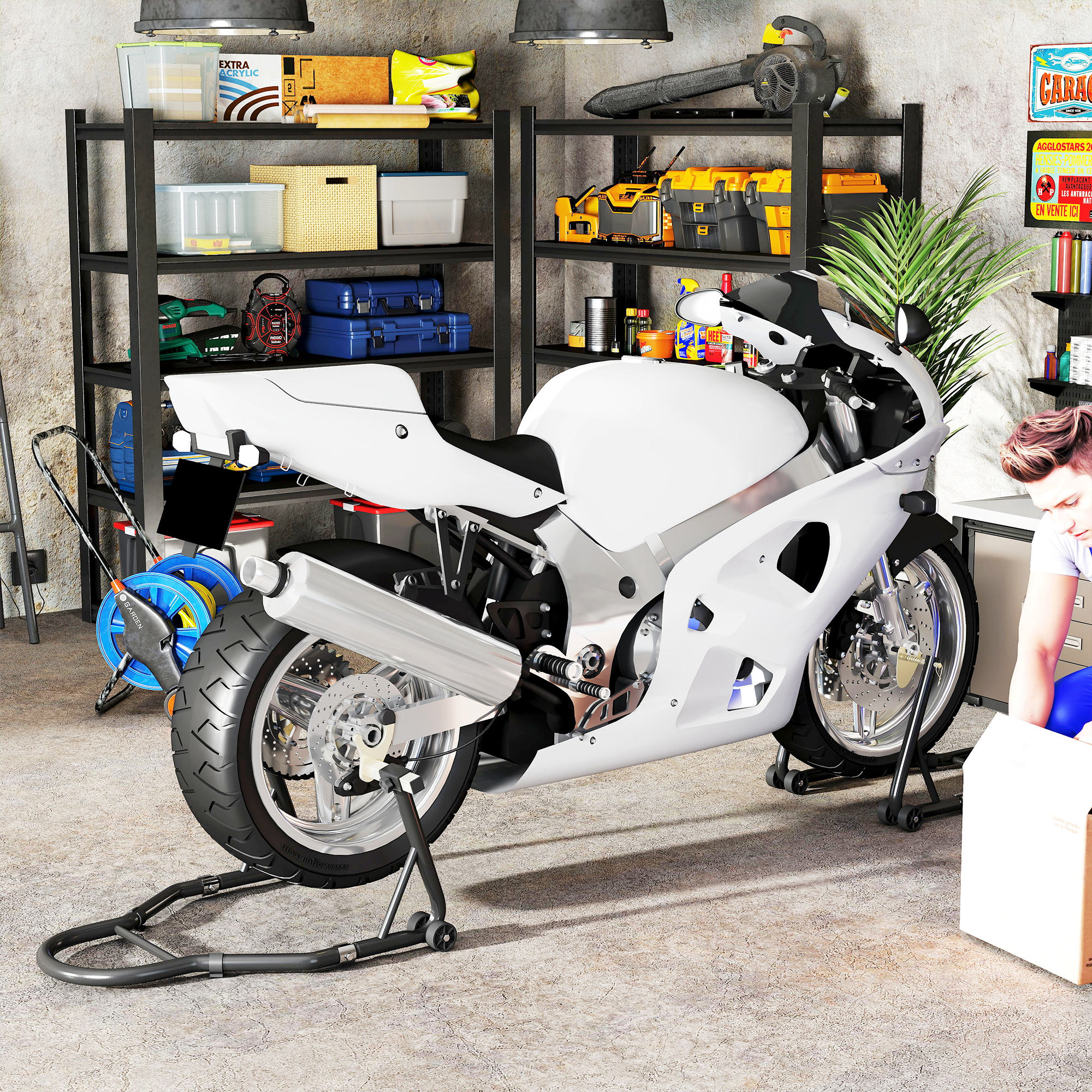 HOMCOM Set 2 Motorradheber mit Dreiecksstützstruktur aus Stahl, Rollen und U- und L-Gabeln, Schwarz