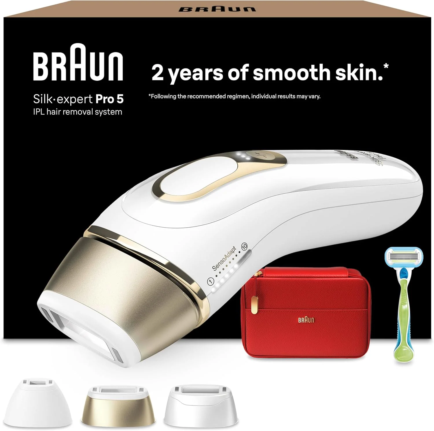 Braun Systeme, Braun/Gold, IPL Geräte Haarentfernung Silk·expert Pro 5, PL5262, Weiß/Gold, Alternative Laser Haarentfernung für Zuhause