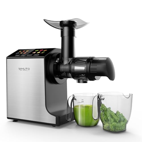 WHUTO Masticating Juicer Machines, Cold Press Juicer, Easy to Clean with Brush, Touch Screen Stainless Juicer Machines for Vegetable & Fruit, Juice Maker with Quiet Motor & 2 Speed Modes, Grey : Home & Kitchen