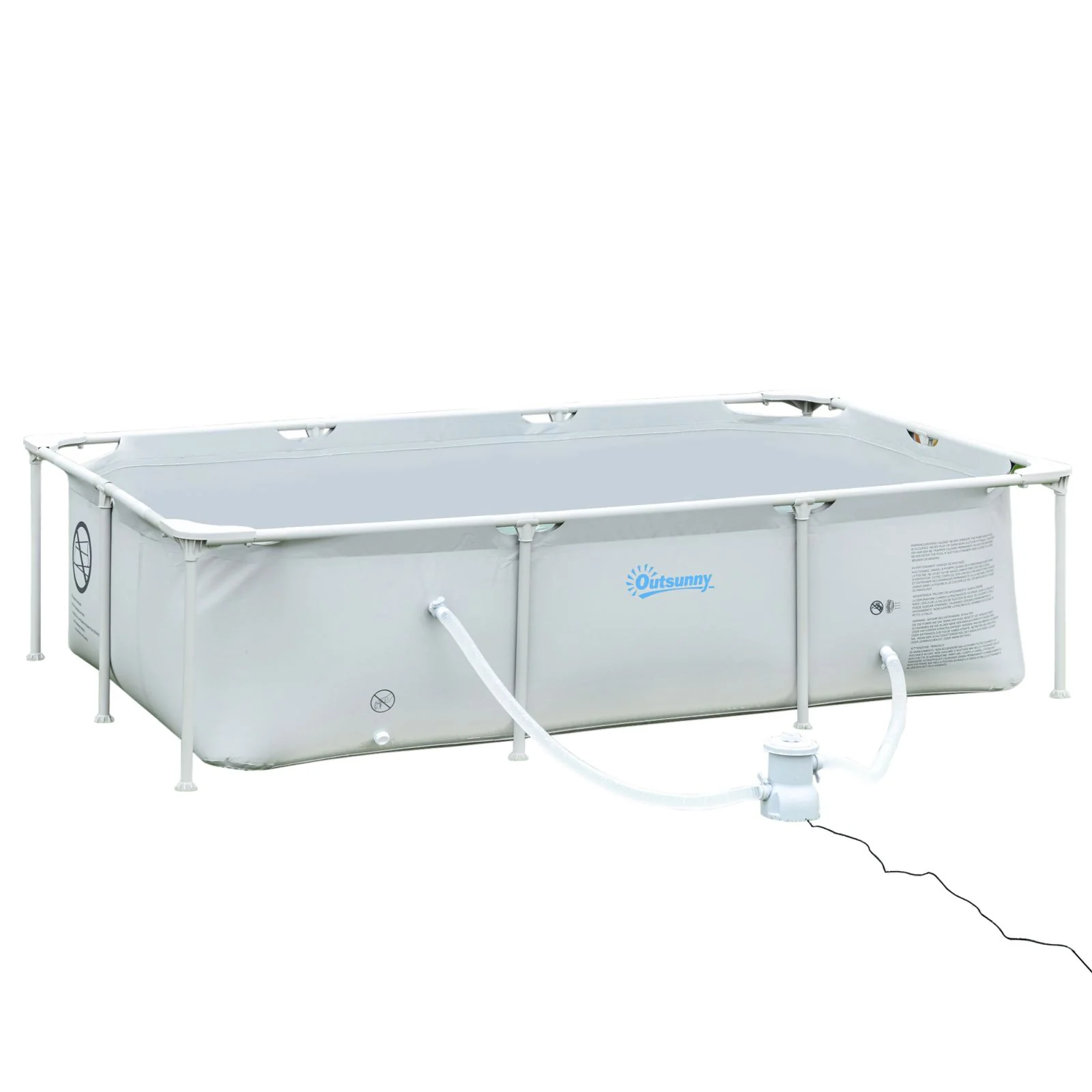 Easycomfort Piscina Fuori Terra Autoportante, Piscina Rigida Rettangolare con Filtro e Valvola in Acciaio e PVC, Grigio, 252x152x65cm