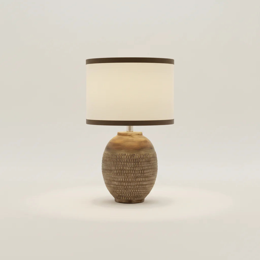 Earthy Tones Ceramic Table Lamp �C Sculptural Base & Matching Shade