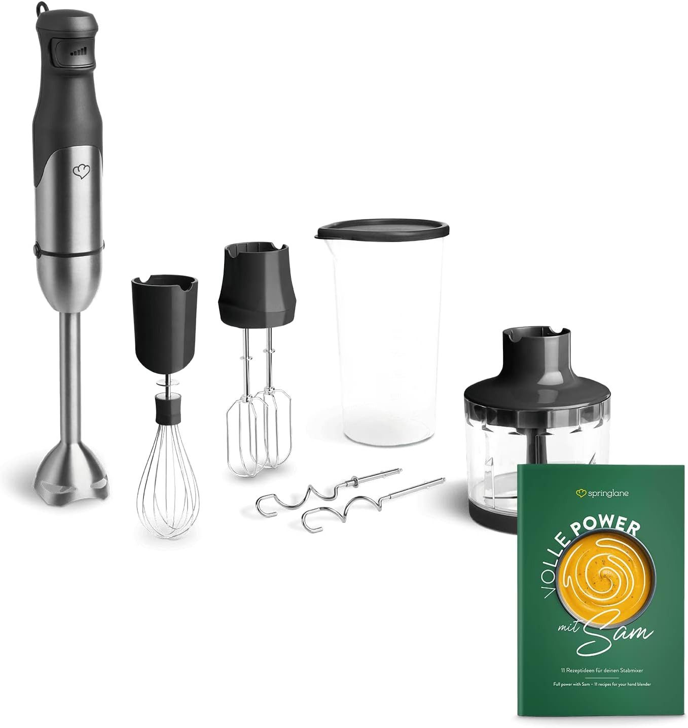 Stabmixer Set Sam aus Edelstahl inkl. inkl. Pürierstab, Behälter mit Deckel
