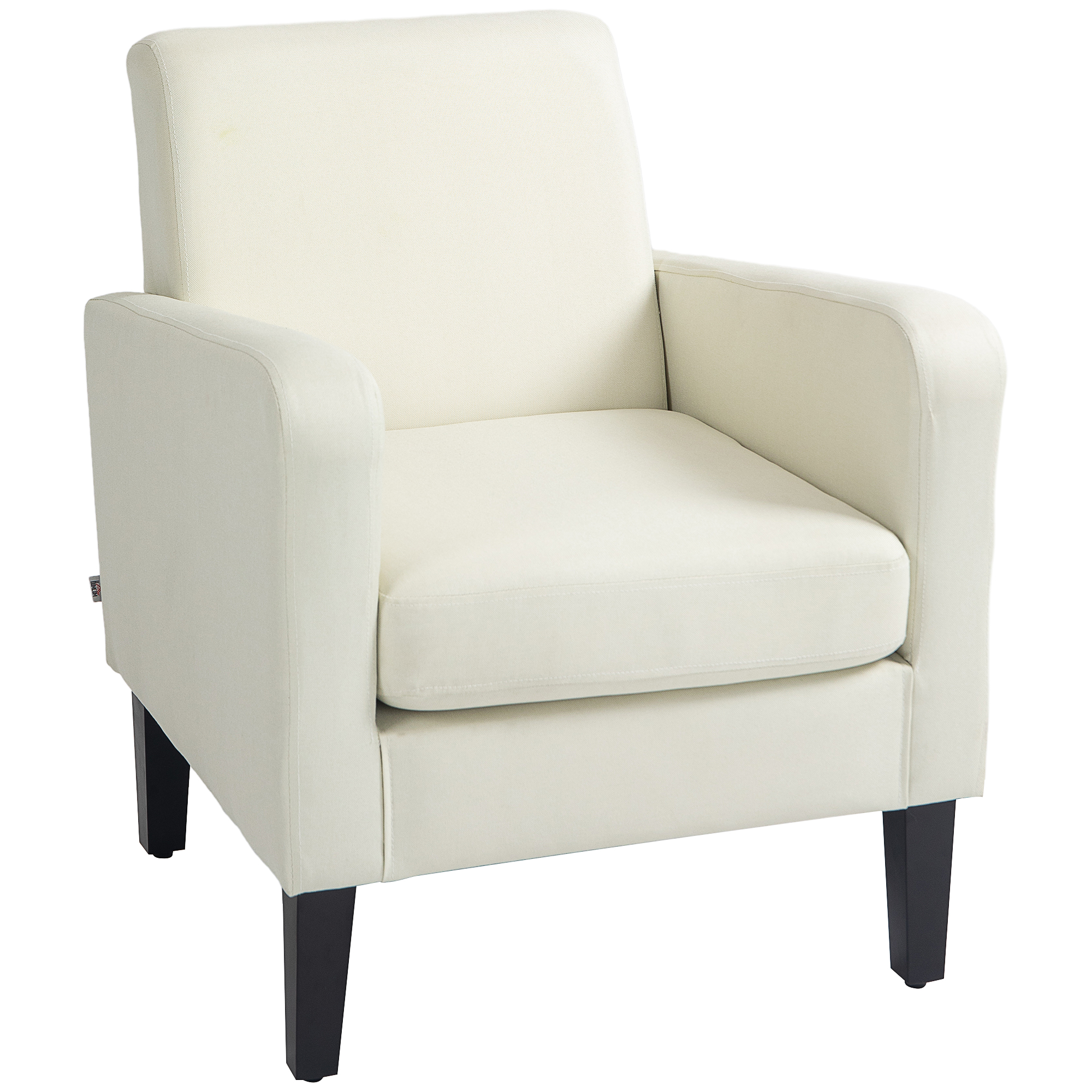 HOMCOM Einzelsessel, Relaxsessel, Polstersessel mit Holzfüßen, Stoff in Leinenoptik, 66 x 72 x 74 cm, Cremeweiß