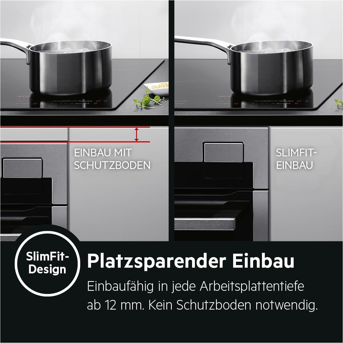 AEG IKB64431XB Autarkes Kochfeld / Induktion / Hob²Hood / Slider-Bedienung / 60 cm / Edelstahlrahmen / 4 Kochzonen / Powerfunktion / Kindersicherung