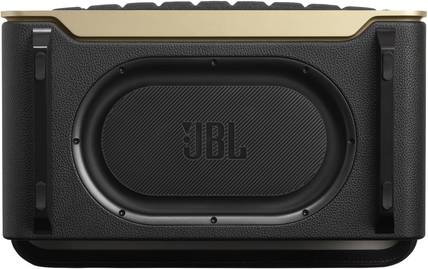 JBL Authentics 200 Smart Home Lautsprecher – 70er Jahre Retro-Design Bluetooth Box – Mit Quadrex Grill, Google Assistant, Alexa, AirPlay und JBL One App – Schwarz