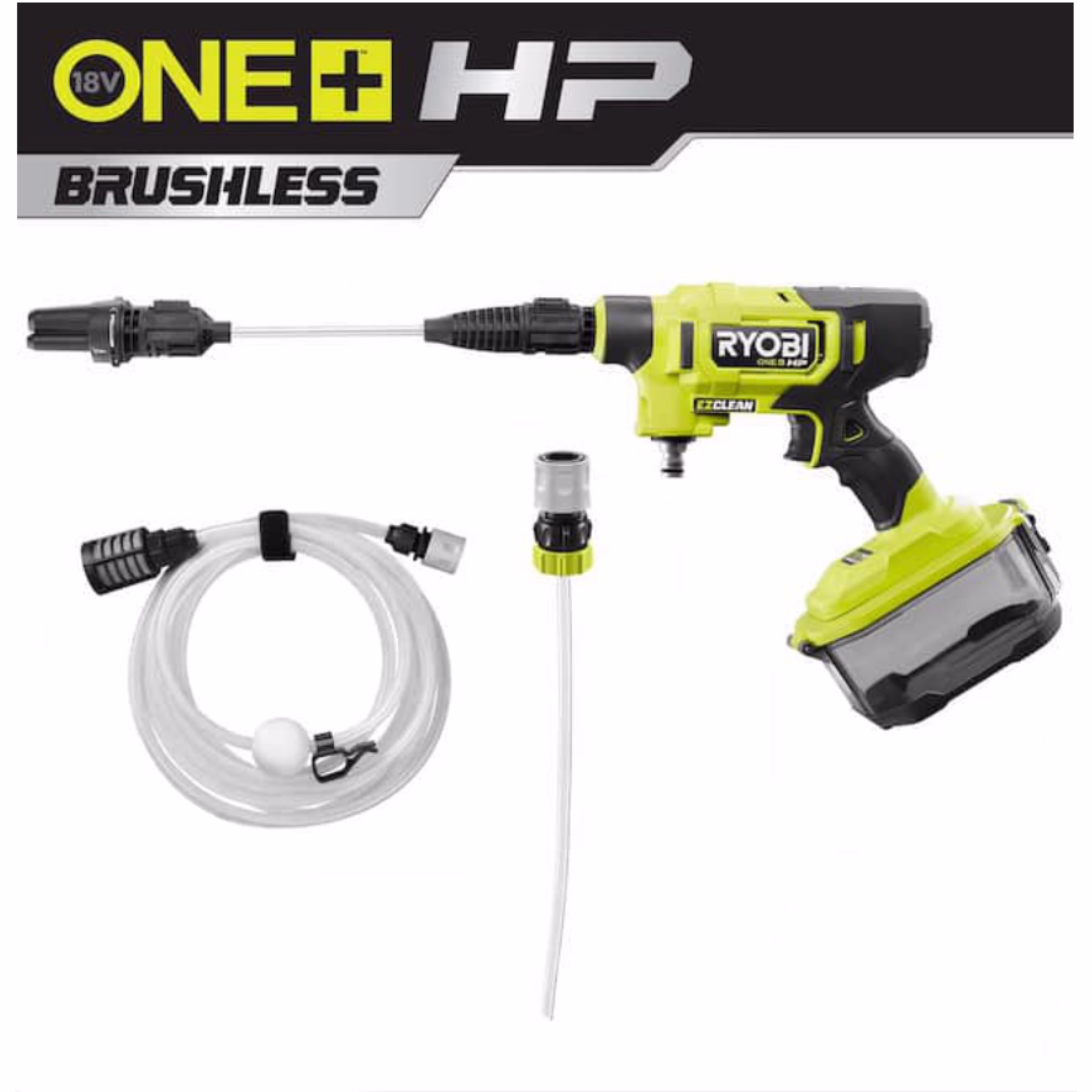 Ryobi ONE+ HP 600 PSI at 0.7 GPM 18V Cordless Electric Cold water Power Cleaner, 20 ft. Siphon Hose