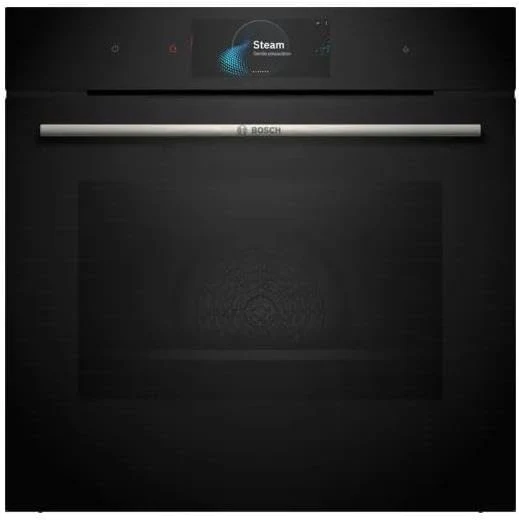Bosch HSG7584B1 Serie 8 Smarter Einbau-Dampfbackofen, 60 x 60 cm, 1 L Wassertank, Digitaler Bedienring, TFT-Touchdisplay Pro, Dampf-Funktion Plus