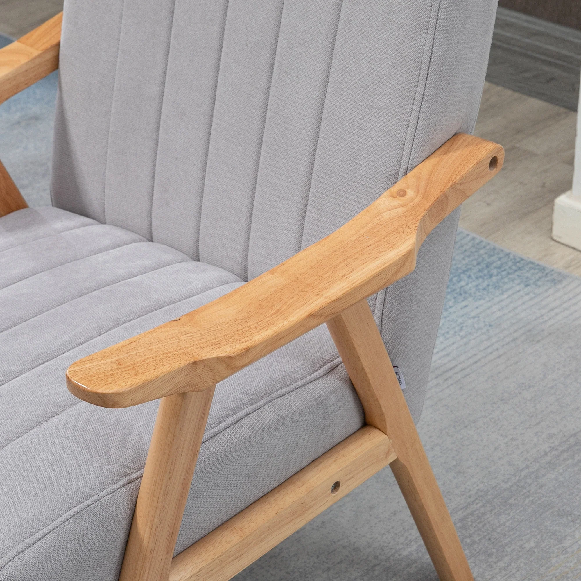 HOMCOM Polsterstuhl Skandi Design extra bequem Samt Hellgrau