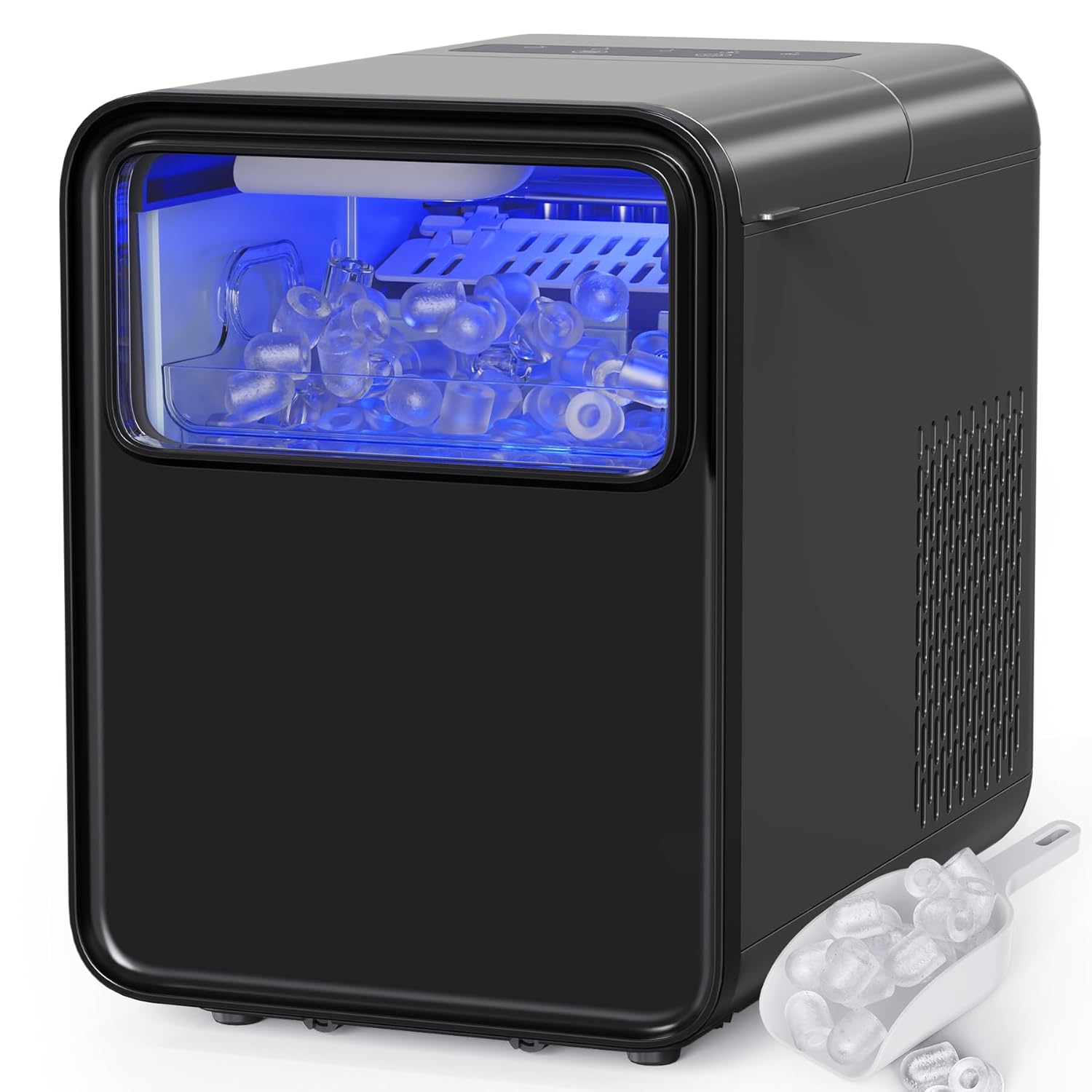 QEXREED Home Ice Machine 12 kg/24h, 9 Cubes in 6-8 Min, Ice Machine 2 Sizes of Ice Maker, Ice Machine