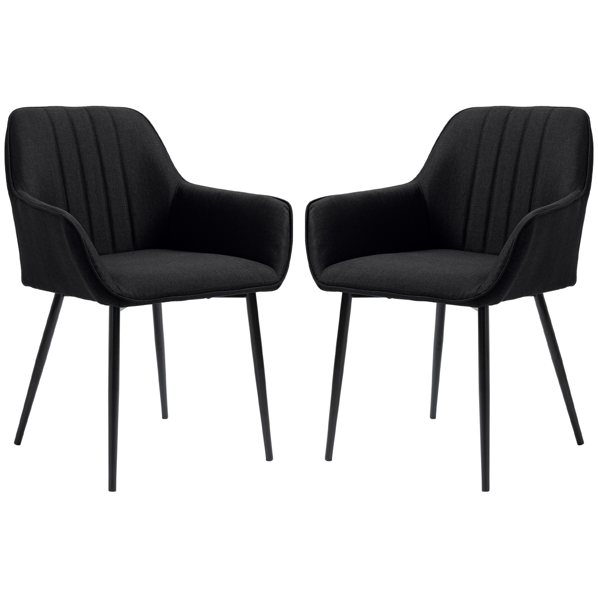 HOMCOM Esszimmerstühle Besucherstühle Design skandinavisch - Set mit 2 Stühlen - Schwarze filigrane Metallbeine