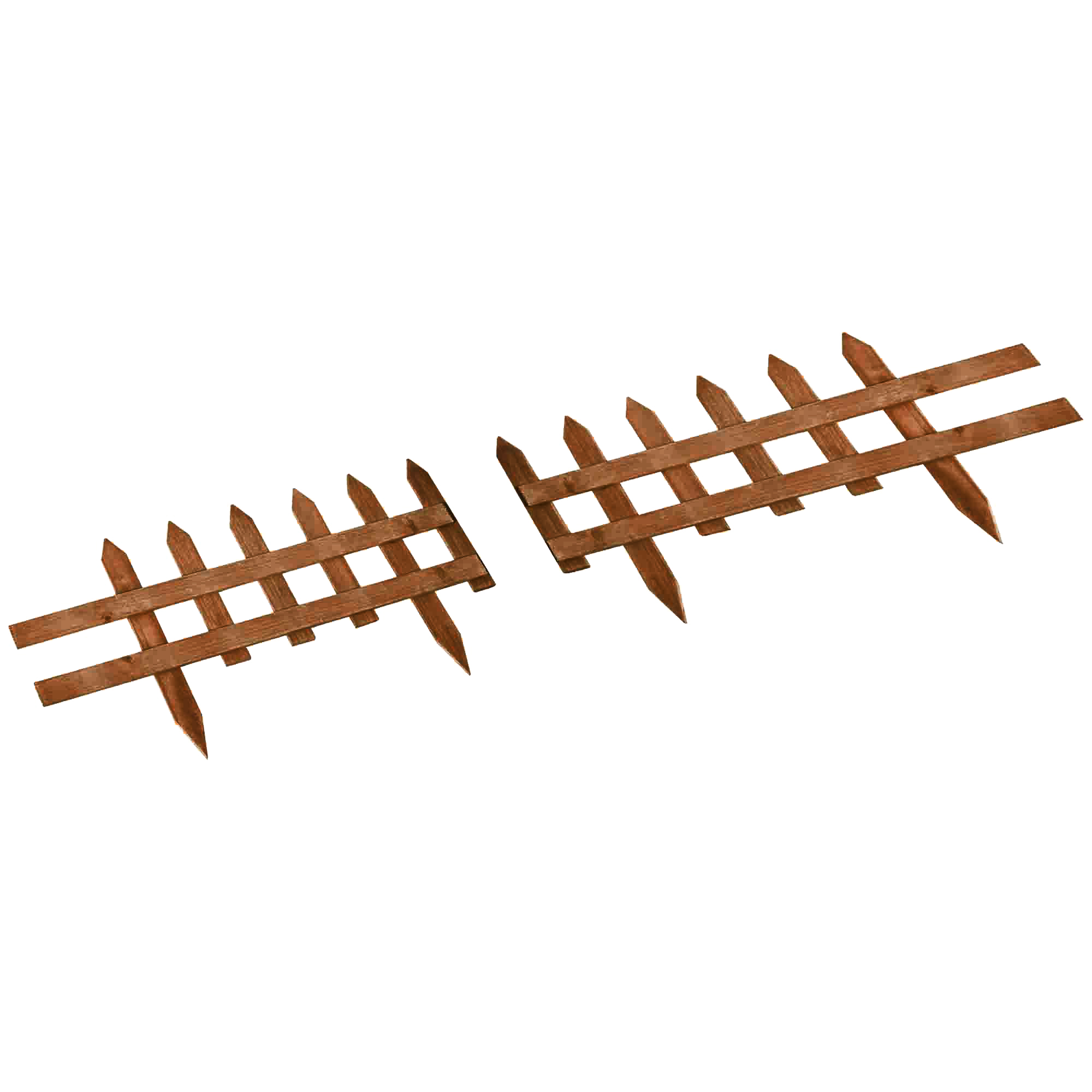 Outsunny Zaun aus Fichtenholz, 12-teiliges Set für Beete, Garten und Gemüsegarten, 60x1x34 cm, Braun