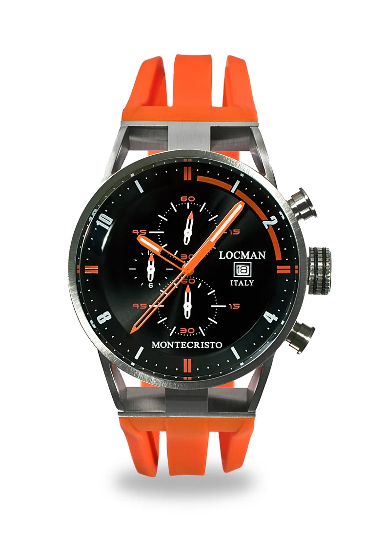 Locman Montecristo Chrono quarzo nero silicone arancione 051000BKFOR0GOO