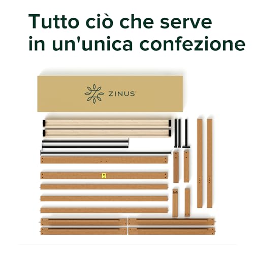 Zinus Leah Letto 80 x 190 cm   36 cm di Altezza   Struttura letto in bambù e legno con testiera   Marrone : Casa e cucina
