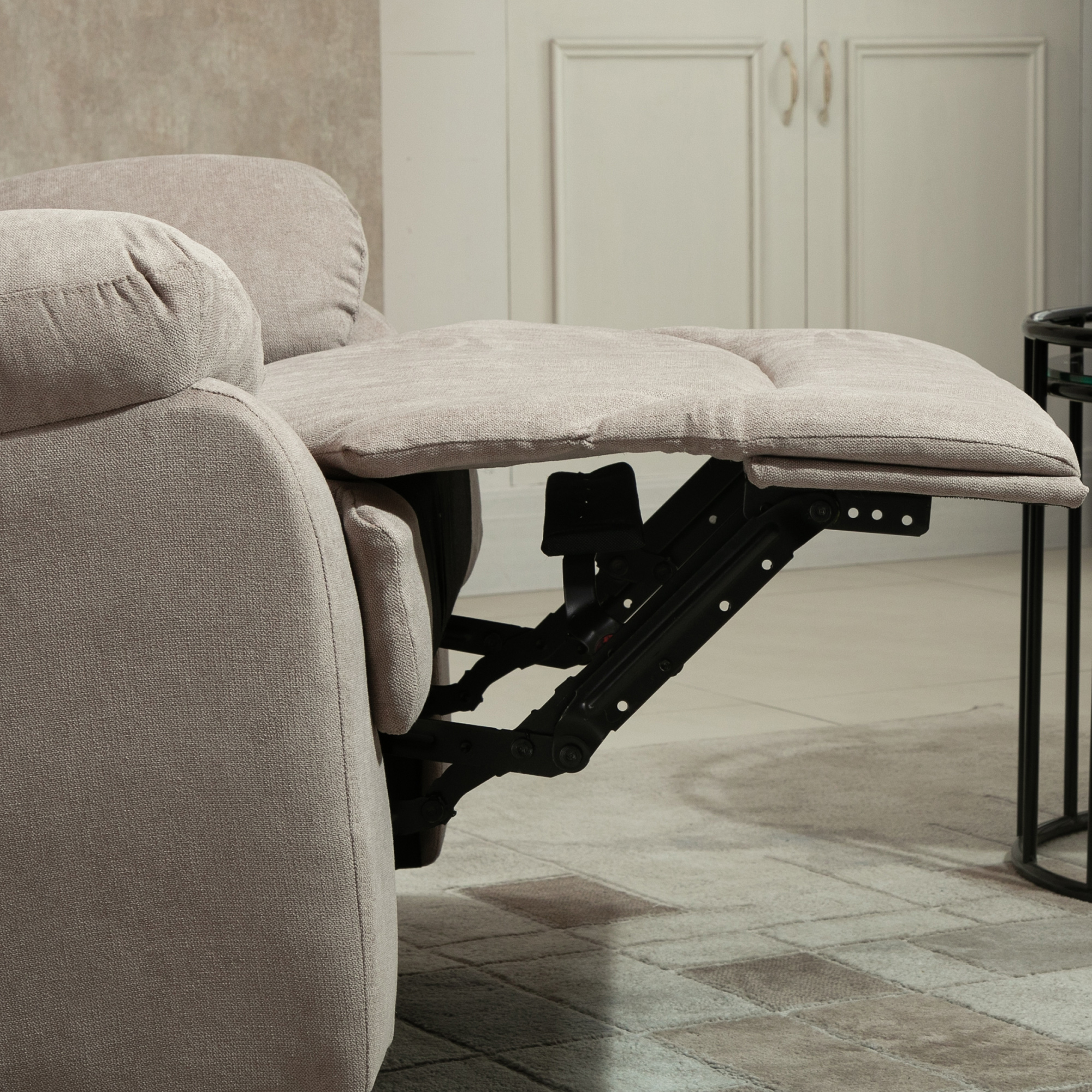 relaxfauteuil enkele sofa ligbed kantelbaar 150 ° TV-fauteuil linnen beige 97 x 96 x 105,5 cm