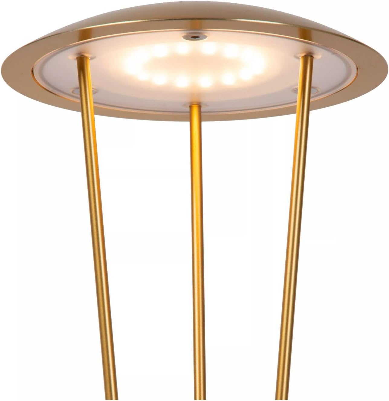 Licht-Erlebnisse LED Akku Tischlampe außen Aluminium Gold IP54 Balkon Terrasse 31 cm 2700-3000 K dimmbar kabelloses Aufladen Ladestadion Moderne Tischleuchte Garten SIRU