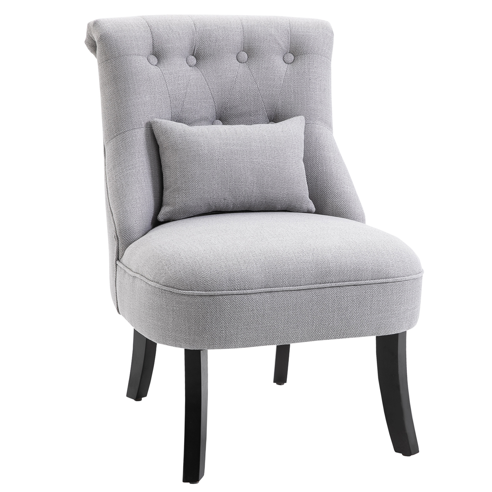HOMCOM Sessel Wohnzimmer Relaxsessel Loungesessel Ruhesessel mit Rückenkissen, Holzbeine, Lesesessel mit Leinenoptik, Polstersessel für Schlafzimmer, Grau