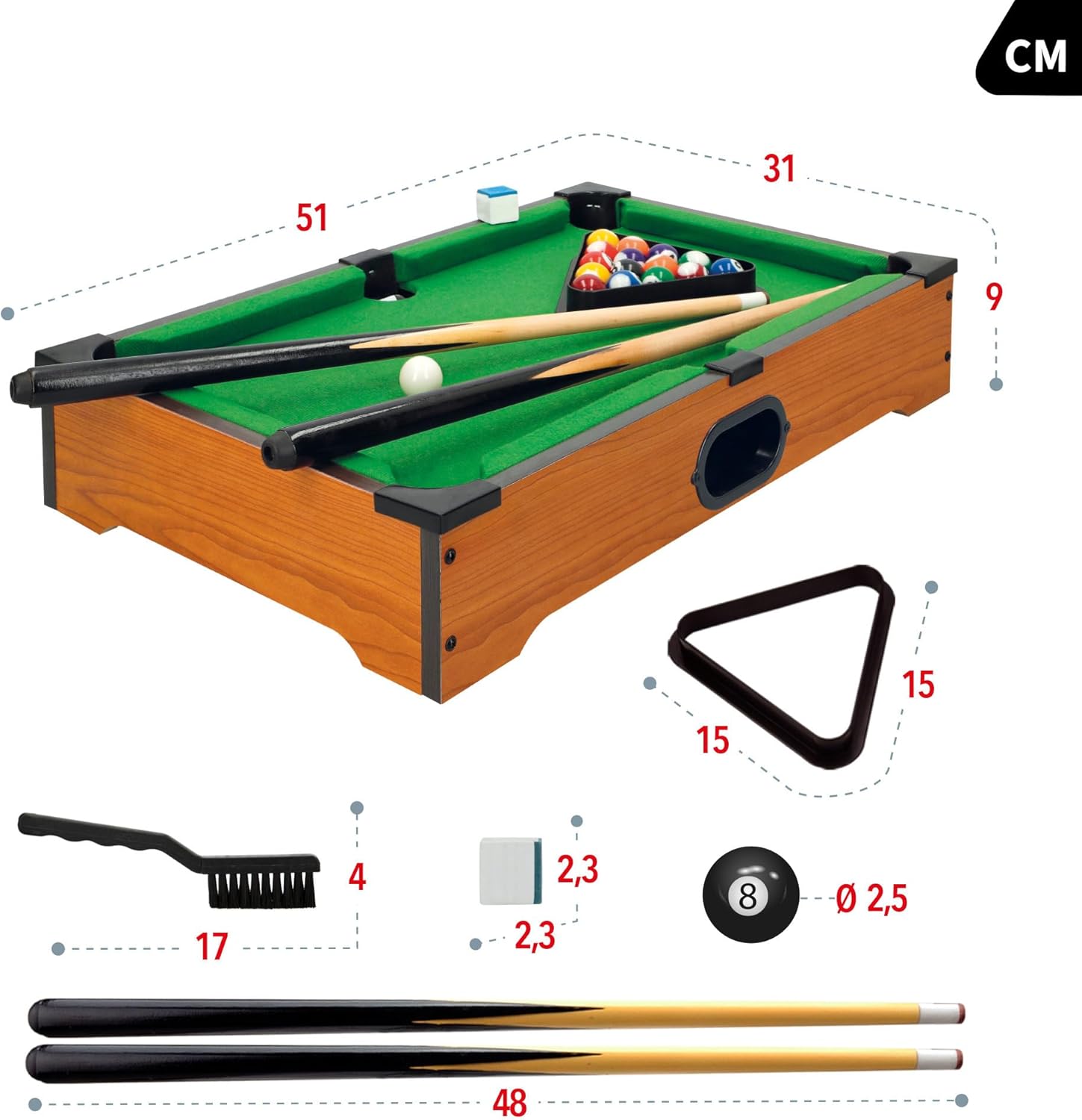 BILLAR AMERICANO MADERA SOBREMESA 62X36