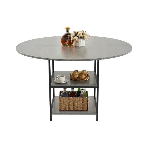 VEVOR Runder Esstisch Küchentisch Holz (nur Tisch) Esszimmertisch 120cm Grau