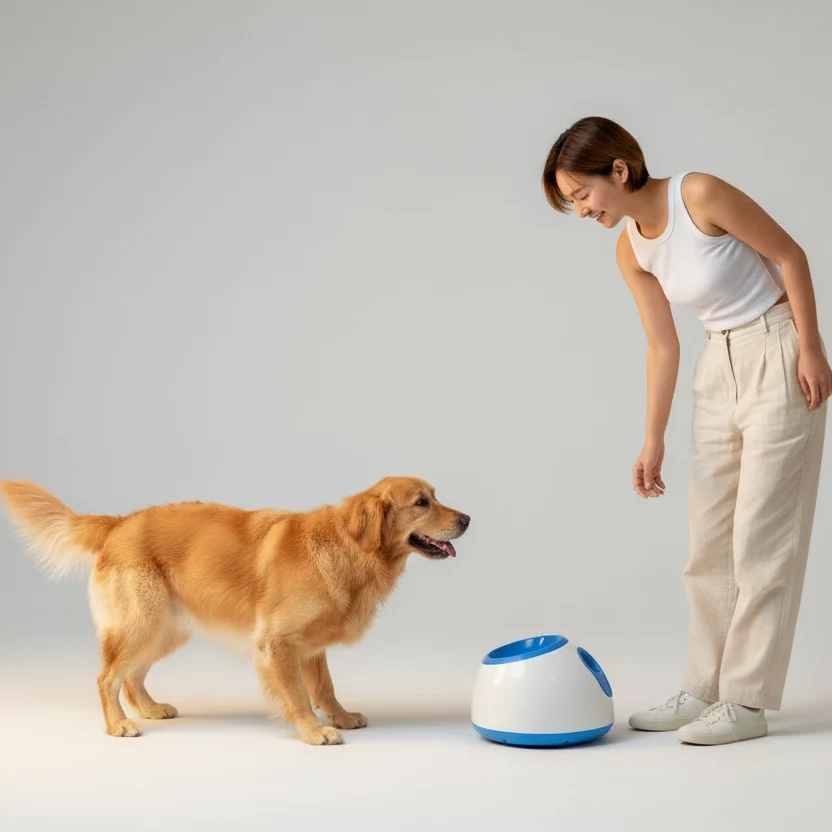Automatic Dog Ball Launcher �C 3 Distance Settings, Auto-Launch & US Plug Included
