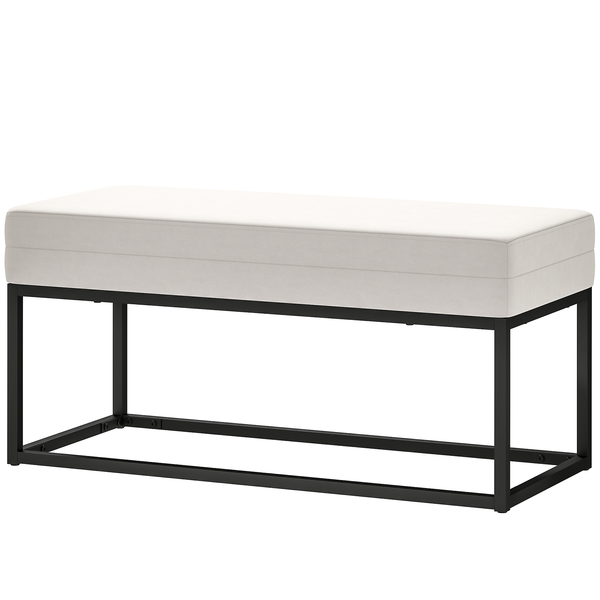 HOMCOM Eingangsbank Modern aus Stahl, Schwamm und Samteffekt mit Verstellbaren Füßen, 94x42x44 cm, Creme